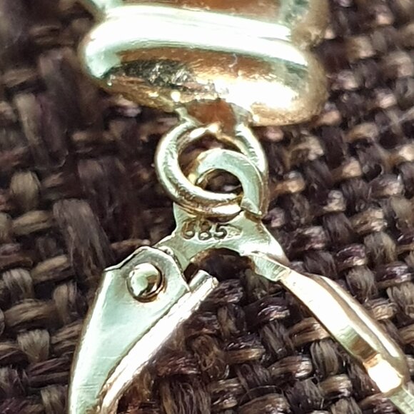 Elegant & Precious Vintage 14K Gold Genuine Deep Red Garnet Dangle Earrings - Picture 6 of 12